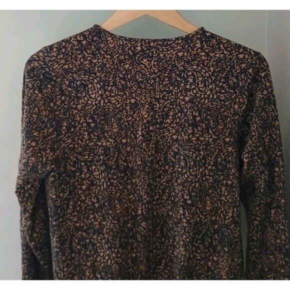 J. Jill PureJill Long Sleeve Shirttail Top Size Small Brown Floral Fall Cotton - Picture 7 of 8